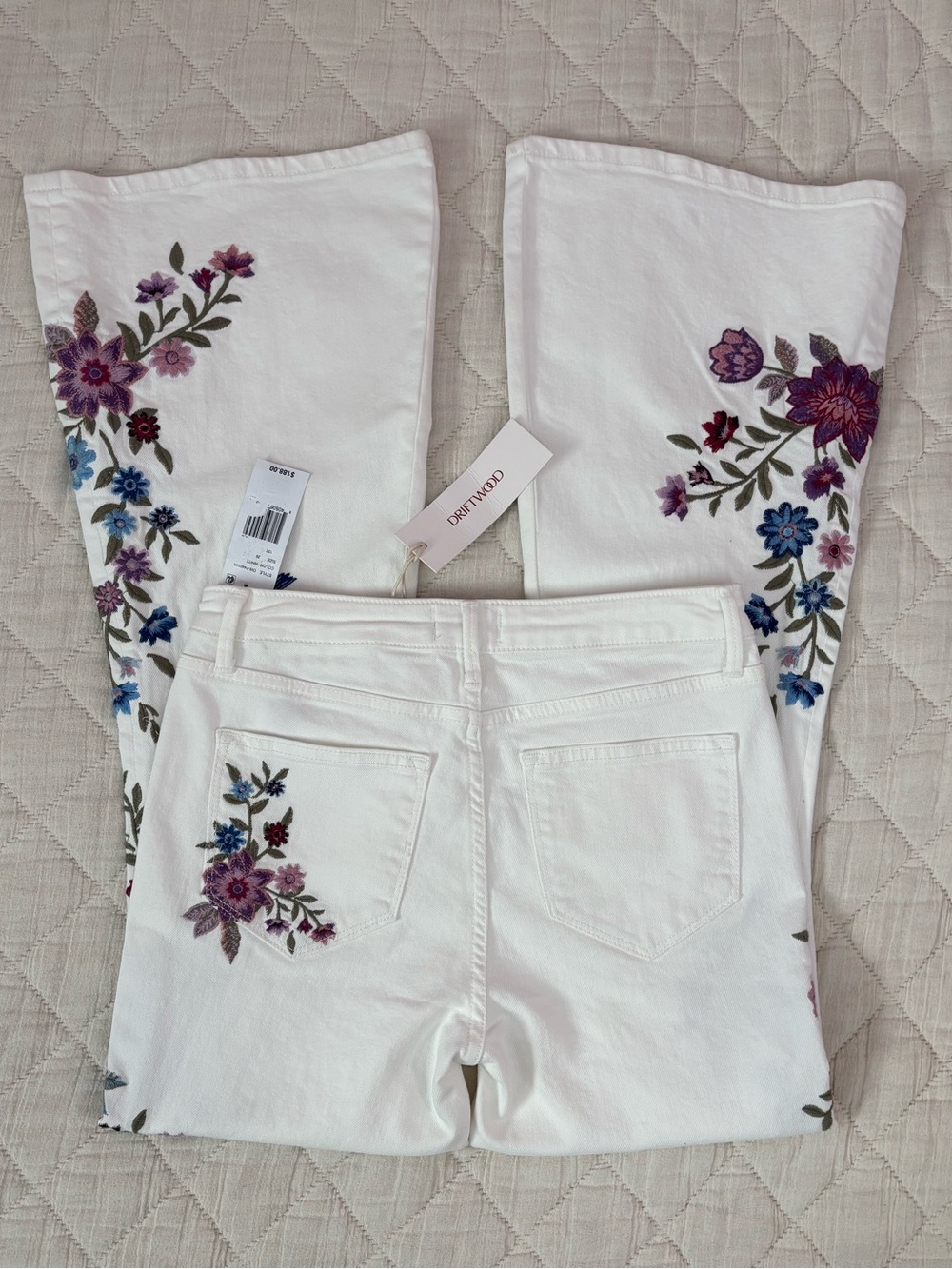Driftwood Farrah Embroidered Flare Leg Jeans Sz 26 NWT - - Picture 5 of 16